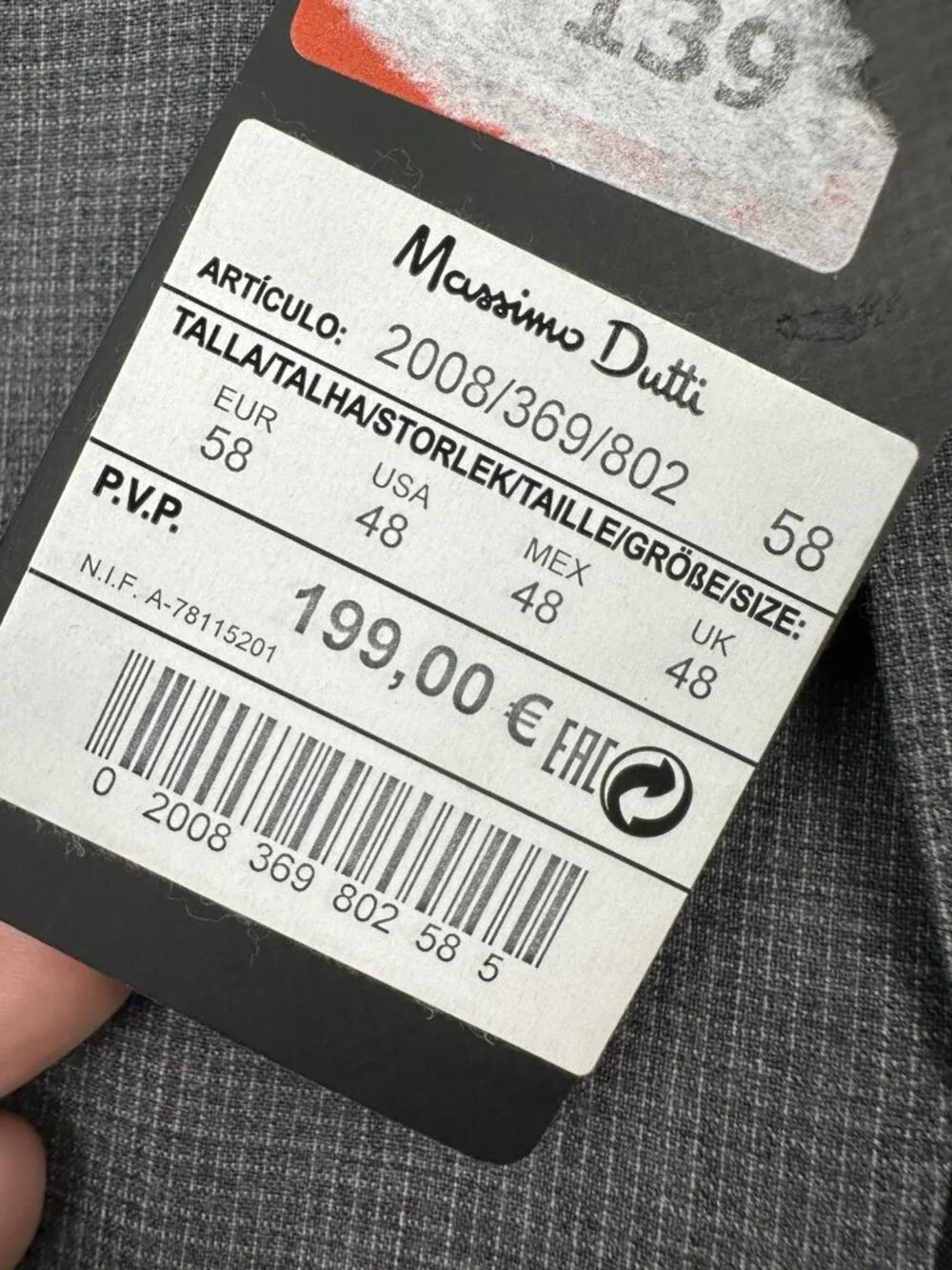 Massimo Dutti Men’s Extrafine wool grey blazer Sport Coat size 48R NWT